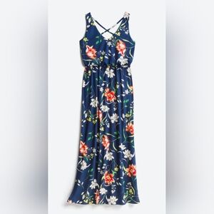 NWT Nine Britton Navy Floral Catalina Knit Maxi Dress size L